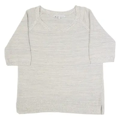 CREW CLOTHING Womens Jumper Grey Tight Knit Short Sleeve UK 14