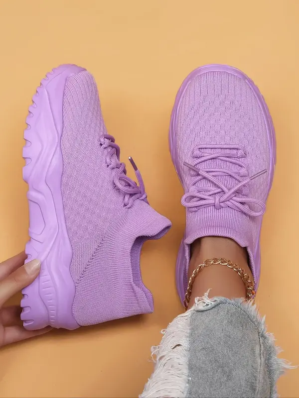 Fashionable Lace Up Low Top Sneakers, Casual Breathable Lightweight Running Shoes, Comfortable Sports Shoes for Daily Wear, W...