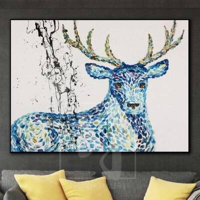 Large Deer Painting Deer Wall Decor Deer Original Painting Deer Oil Painting | RURU DEER
