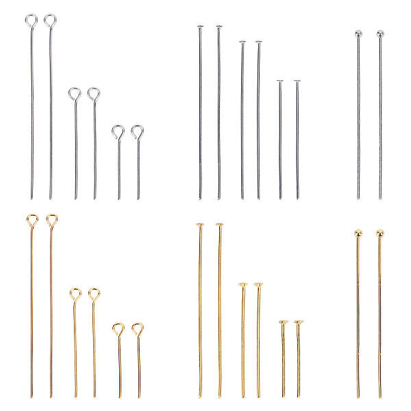 660Pcs 14 Style 304 Stainless Steel Ball Head Pins & Eye Pins & Flat Head Pins for Craft Jewelry Making