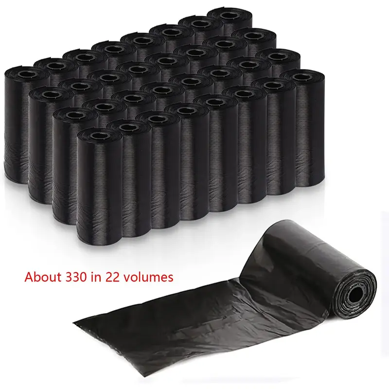 22 Rolls (330pcs) Pet Poop Bags, Black Portable Small Garbage Bags, Cats and Dogs Clean up Feces When they Go Out, Civilized ...