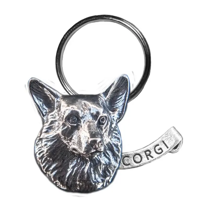 New-Spin Metal Casting Corgi Keychain