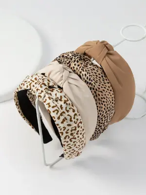 Leopard Pattern Knotted Headband, Casual Versatile Hair Accessories for Women, Minimalist Headwear Suitable for Thick Hair, U...