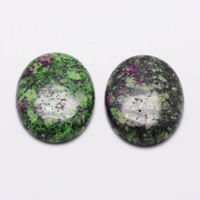 Oval Natural Ruby in Zoisite Cabochons