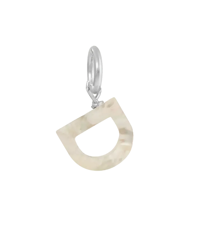 MOP Letter Charm | Metal Color: Silver | Letter: D