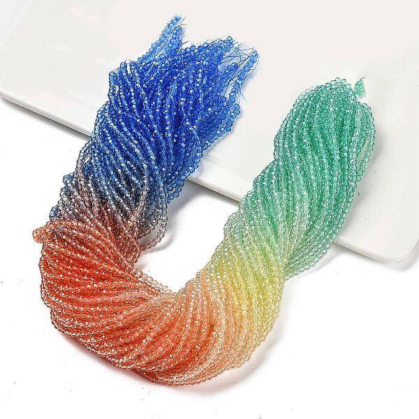 Transparent Painted Glass Beads Strands