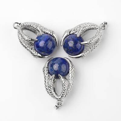 Eagle Claw Alloy Natural Lapis Lazuli Pendants