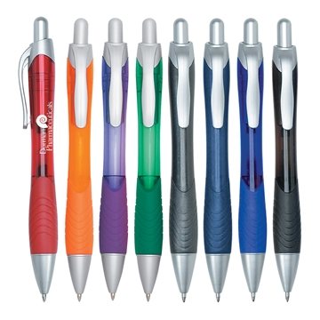 250 Custom Rio Gel Pen With Contoured Rubber Grip - Plunger Action