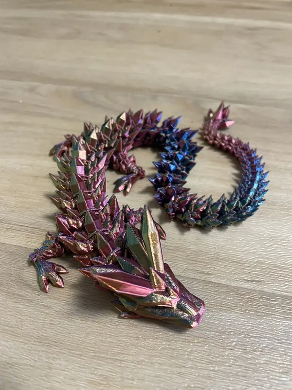 3D Printed Crystal Dragon Toy with Fully Articulated Joints by CinderWings3D
