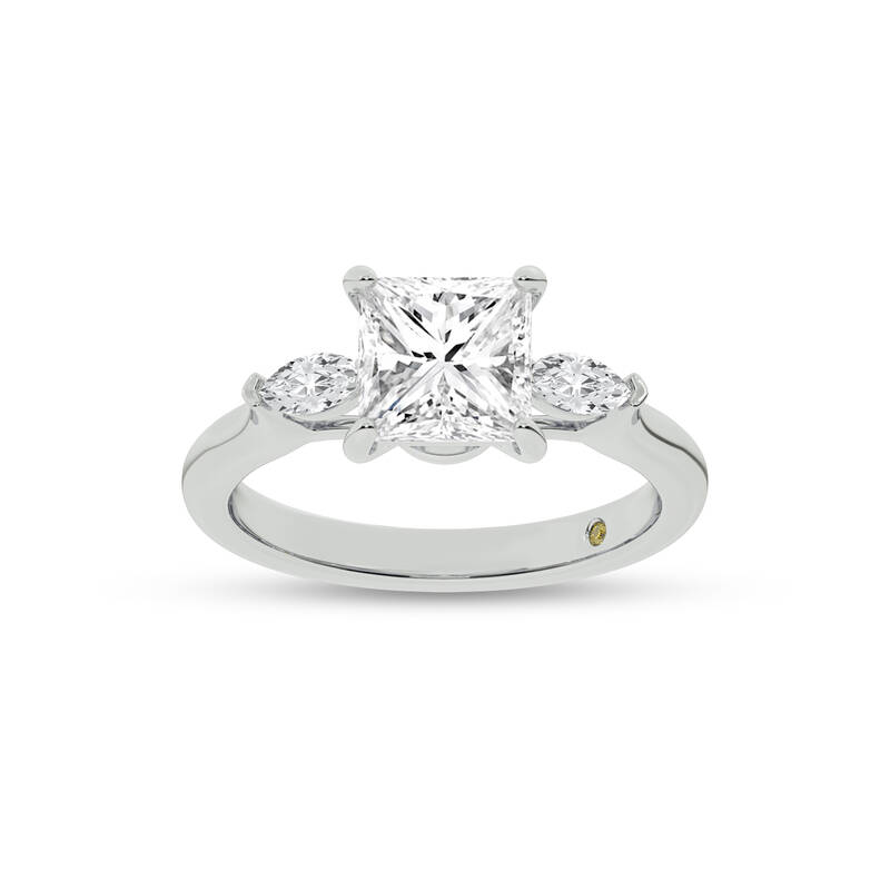 Maui Three Stone Princess Cut Lab Grown Diamond Engagement Ring | 14K White Gold 4 1/2 CT. TW.