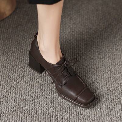 CHIKO Nefertari Square Toe Block Heels Oxfords Shoes
