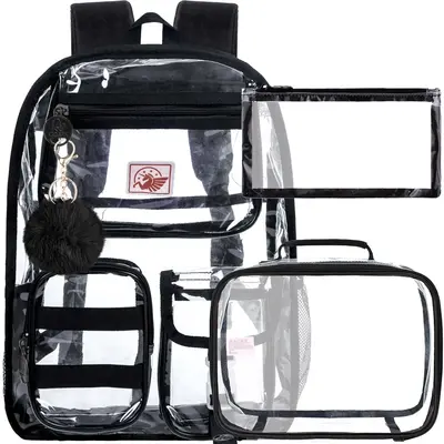 Clear Backpack, Heavy Duty Transparent Bookbag for Girls Women, Cute School See Through Backpacks for Teens Elementary - Blac...