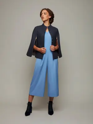 GLADE | Lambswool Zip Cape | Size: S | Colour: Twilight-Blue