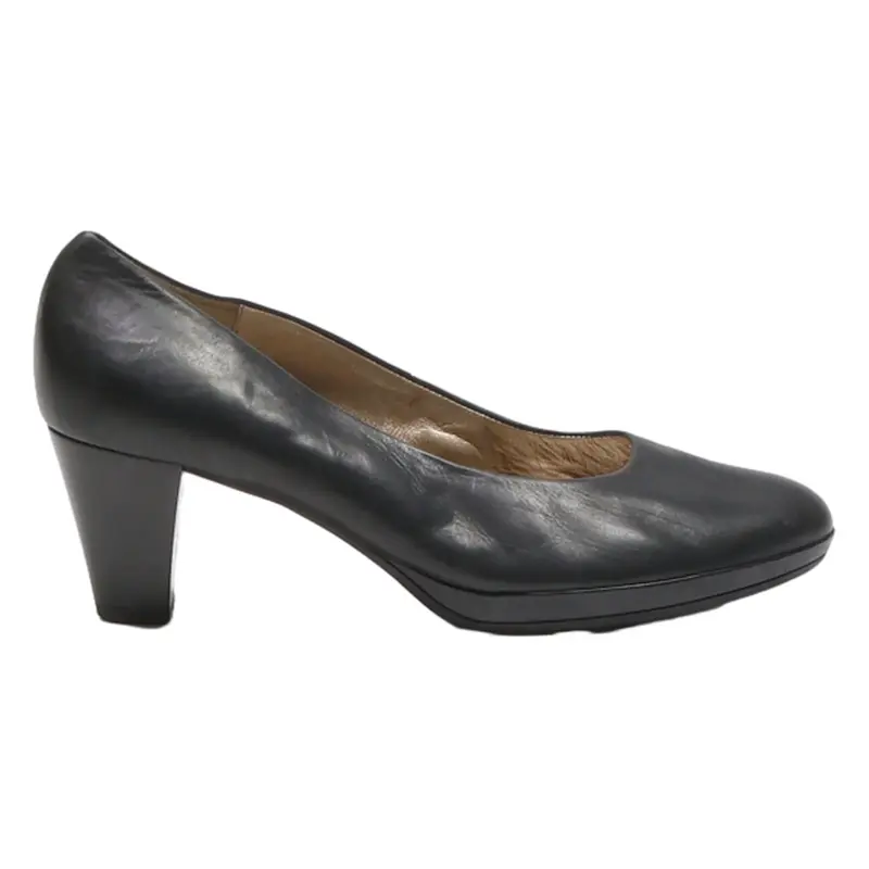 GABOR Court Heels Black Leather Womens UK 6