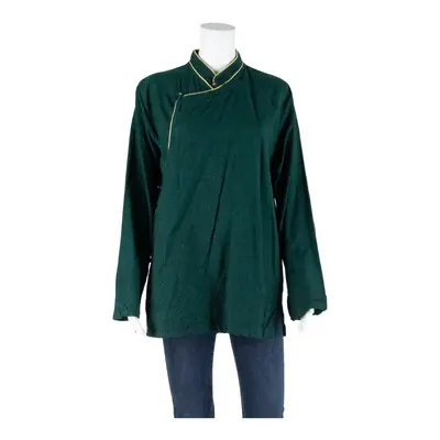 Womens Wrap Blouse Green High Neck Long Sleeve M