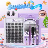 STAY ON LASH KIT Waterproof Lash Clusters for Beginners Long lasting 156pcs D-Curl Flat Matte Kit Natural and Soft Springtok ...