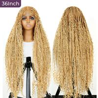 Holiday Musts #T274/614 36 Inches Full Lace Premium Synthetic Fiber Bohemian Box Braided Wigs Knotless SuperNova Hair Ash Blo...