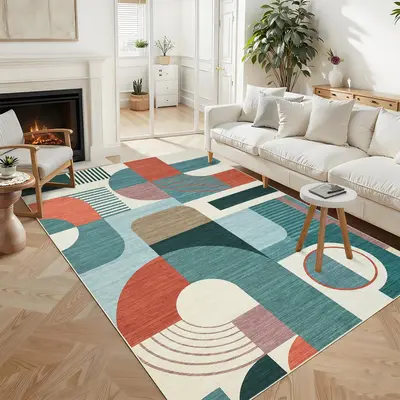 Garvee Boho Geometric Area Rug – Soft Low Pile, Washable, Non-Slip Carpet for Bedroom, Living Room, Entryway, Dorm – Mode...