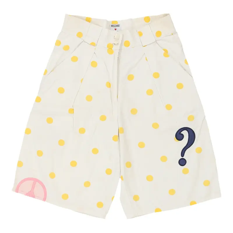 Age 16 Moschino Polka Dot Shorts - 28W 10L White Cotton | Size: 28