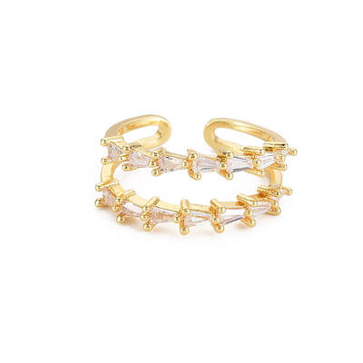 Cubic Zirconia Triangle Open Cuff Ring