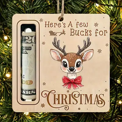 Wooden Christmas Tree Hanging Ornament, 1 Count Colorful Lovely  Pattern Cash Storage Hanging Decoration, Hanging Ornament fo...