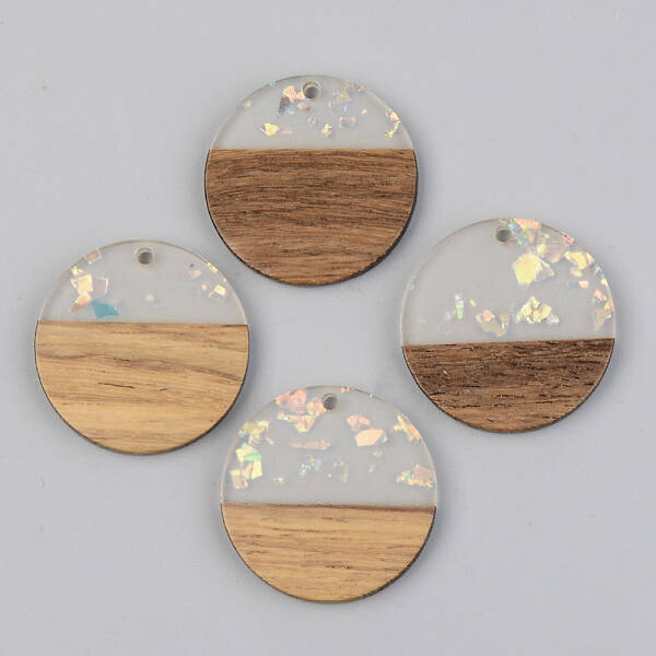 Transparent Resin & Walnut Wood Pendants