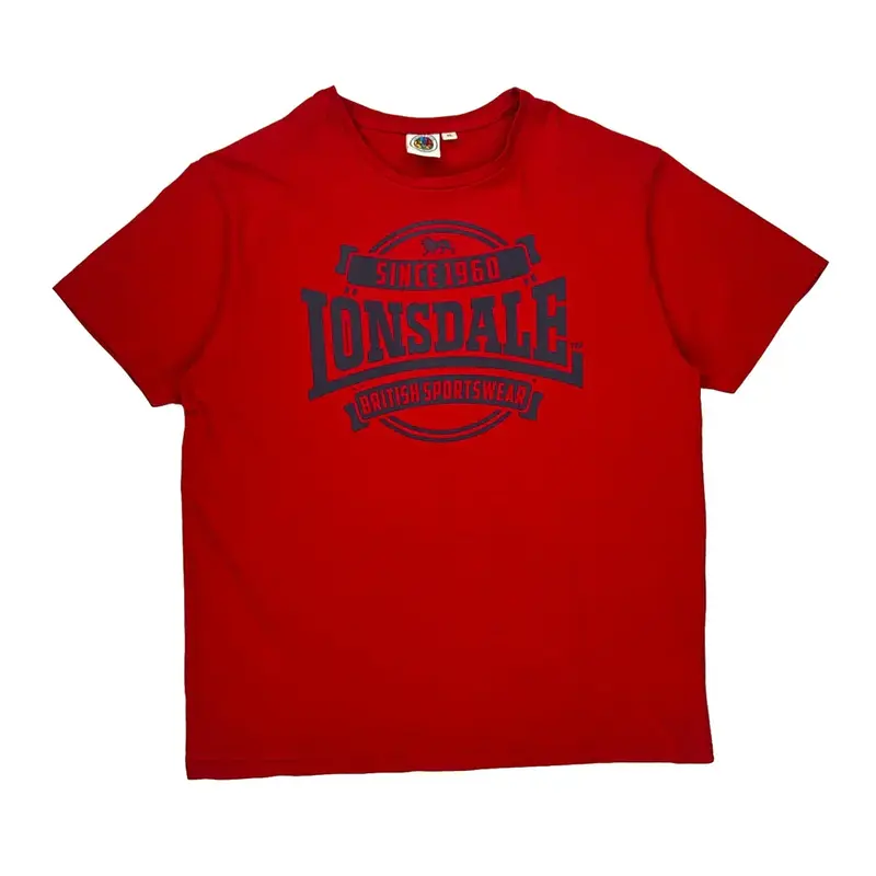 Lonsdale Graphic T-Shirt - XL Red Cotton
