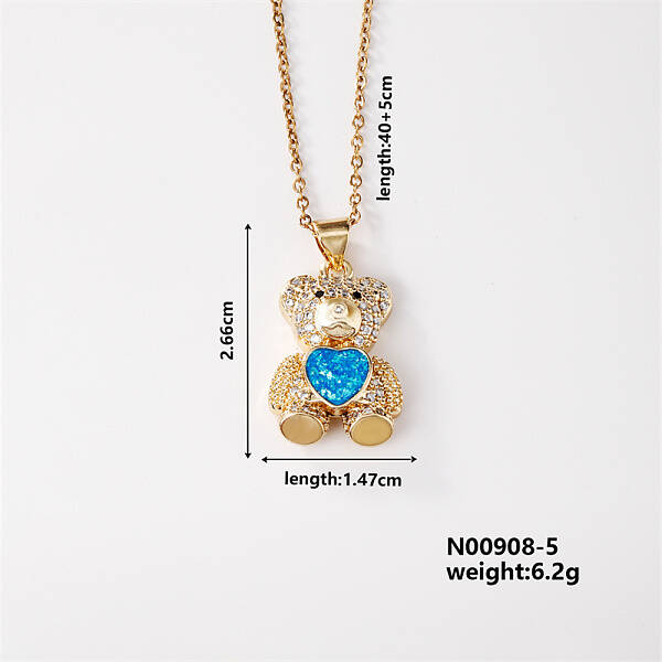 Cute Brass Micro Pave Clear Cubic Zirconia Pendant Necklaces for Women