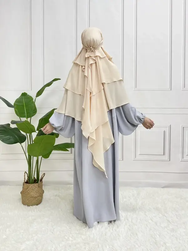 Women's Solid Simple Matching Tiered Layer Khimar, Simple 2024 Modest Khimar for Daily, Matching Soft Khimar, 2024 Trendy Ara...