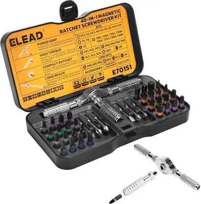 40 in 1 Magnetic Ratchet Screwdriver Set, Multi Bit Magnetic Ratcheting Screwdriver Set with Detachable Ratchet Handle, Repai...