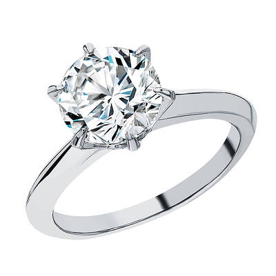 925 Sterling Silver with Cubic Zirconia Six-Claw Rings