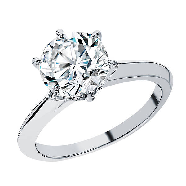 925 Sterling Silver with Cubic Zirconia Six-Claw Rings