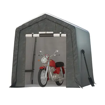 Garvee 6x8FT Outdoor Portable Storage Shed with 2 Roll-Up Doors, Vents, Heavy-Duty 240G Waterproof PE Tarp, UV-Resistant, Gal...