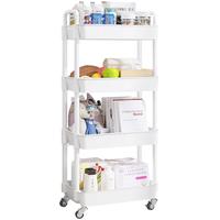 UDEAR 4-Tier Rolling Utility Cart, Rack with Handle and Lockable Wheels for Room,Office,Kitchen,Bathroom
