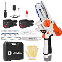 HARDELL Mini Chainsaw Cordless 4 inch & 6 inch, Upgrade Electric Handheld Chain Saw with 2 Batteries, Portable Small Hand Pru...