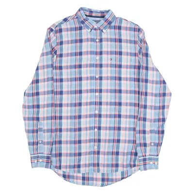 TOMMY HILFIGER Mens Shirt Blue Check Long Sleeve M