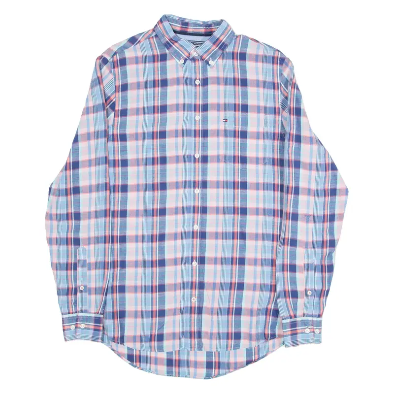 TOMMY HILFIGER Mens Shirt Blue Check Long Sleeve M