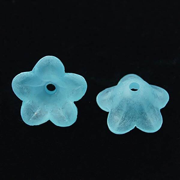 Dyed Chunky Turquoise Transparent Frosted Flower Acrylic Beads