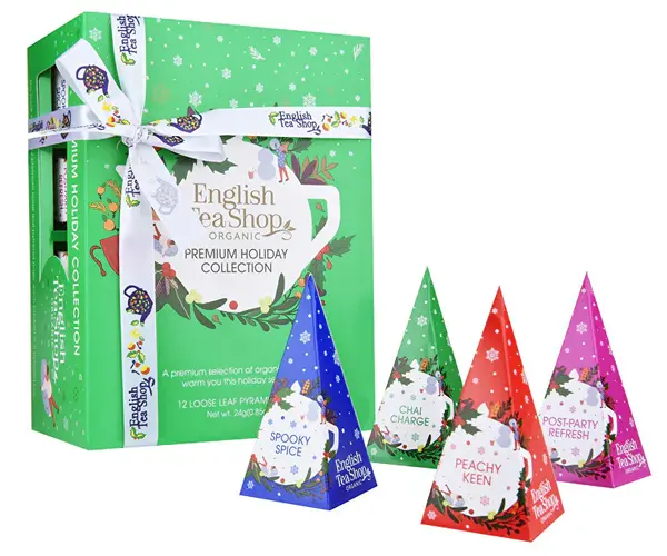 English Tea Shop Organic Green Christmas Gift Collection 12 Pyramids
