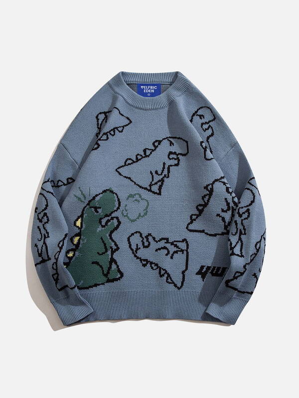 Aelfric Eden Dinosaur Cartoon Graphic Knit Sweater