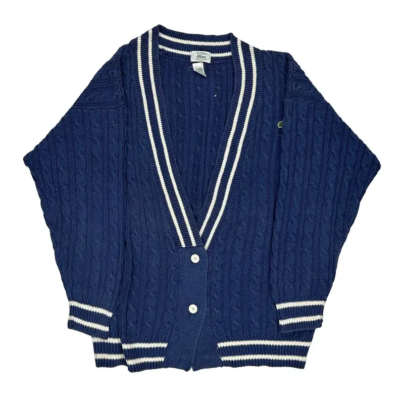 Izod Lacoste Cardigan - Medium Blue Linen Blend