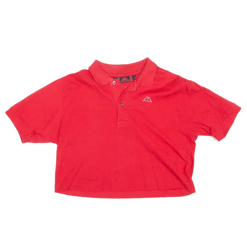 KAPPA Cropped Red Short Sleeve Polo Shirt Womens S