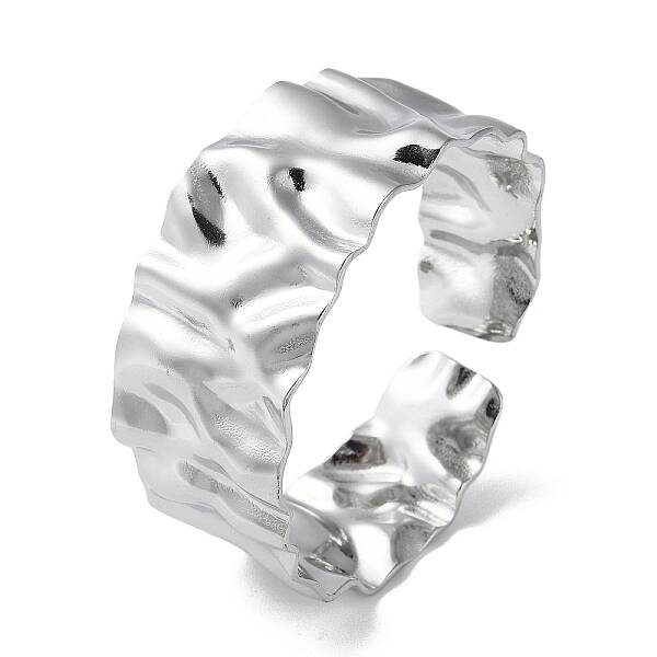 Non-Tarnish 304 Stainless Steel Textured Open Cuff Bangle for Women