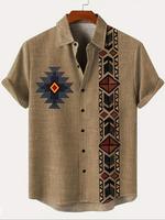 Men's Tribal Print Short Sleeve Shirt, Regular Fit Casual Fashion Comfy Top for Beach Vacation Holiday, Men's Clothes for All...