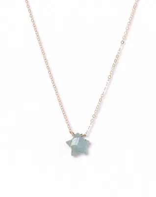 Star Necklace | Metal Color: Gold | Color: Light Blue