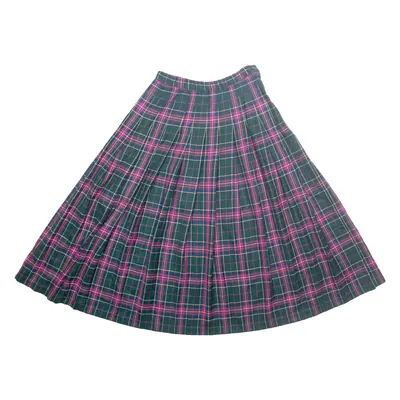 PENDLETON Womens Pleated Skirt Green Midi Wool Check XS
