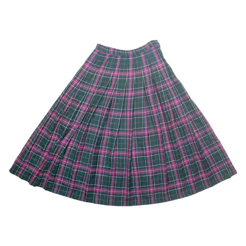 PENDLETON Womens Pleated Skirt Green Midi Wool Check XS