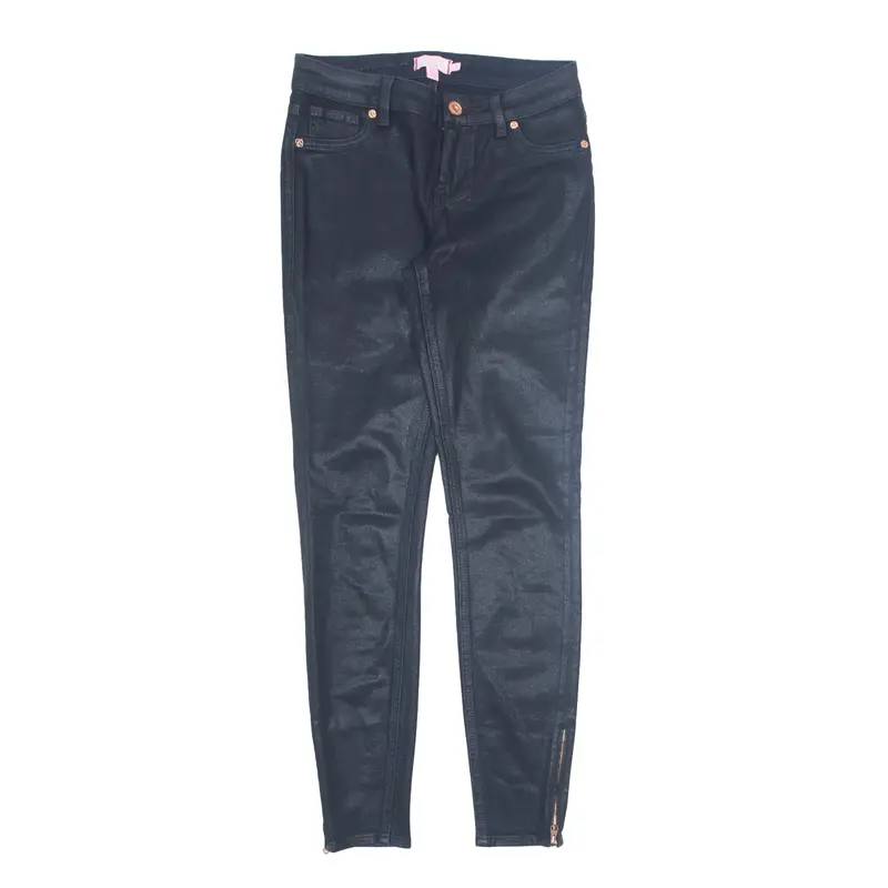 TED BAKER London Wax Feel Jeans Black Denim Regular Skinny Womens W26 L30