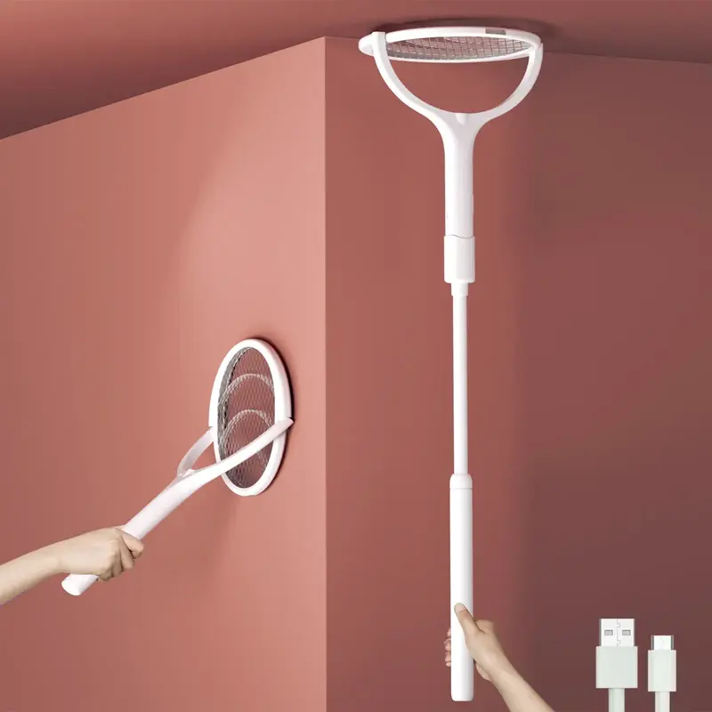 3500V Advanced Electric Fly Swatter with Rotating Head: Rechargeable Bug Zapper Racket for Mosquitoes, Fruit Flies, Spiders, ...