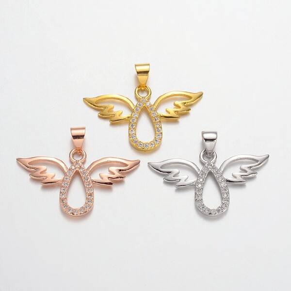 Angel Brass Micro Pave Cubic Zirconia Pendants